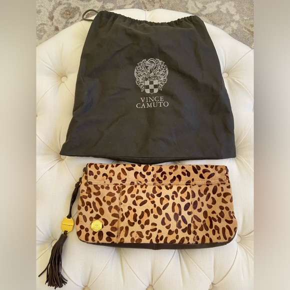 Vince Camuto Leopard Pony Hair & Leather clutch - Picture 2 of 8
